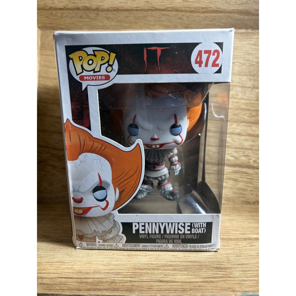 Funko Pop Movies IT Pennywise with Boat Vinyl Figure 472 Horror Collectible - Picture 1 of 7